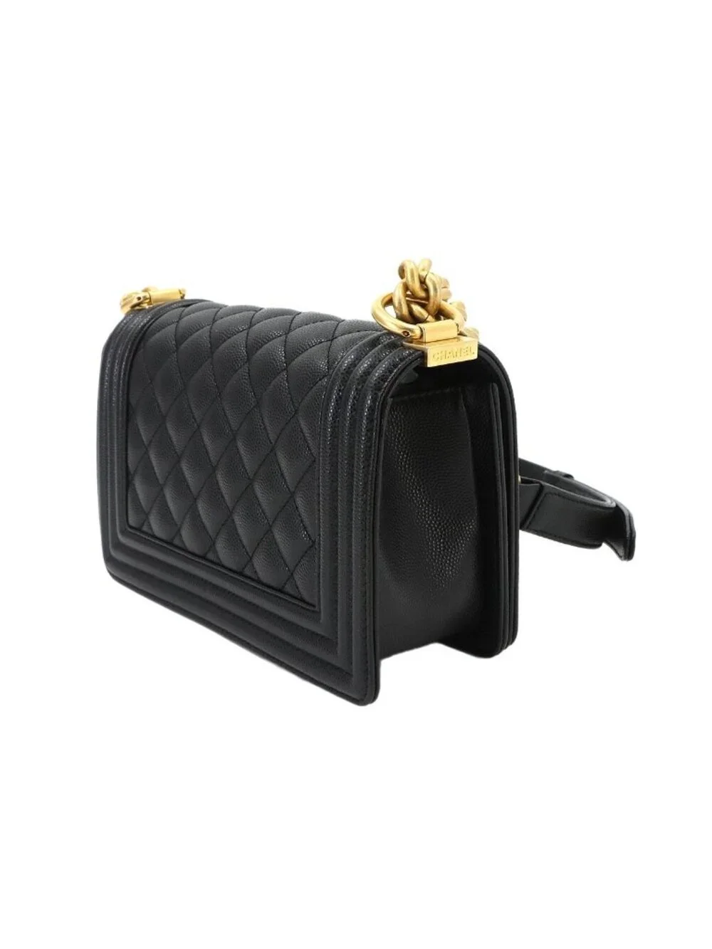 Chanel Boy Small Chain Shoulder Bag Caviar Leather Black